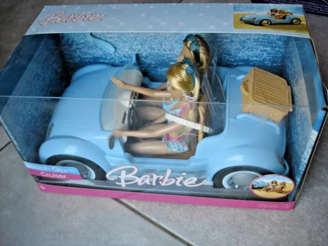 jouet Barbie Mattel Beach Glam Cruiser avec 2 anciennes poupées en voiture