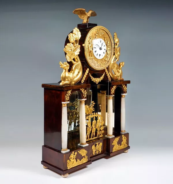 Grosse Wiener Empire Säulenuhr Mit Jacquemart Automat Column  Clock Um 1820 2