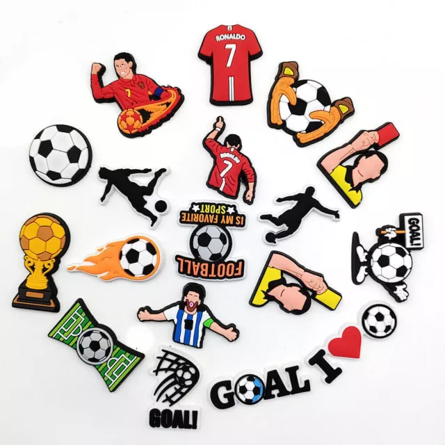 18Pcs Football Croc Charms for Aesthetic Shoe Sandals Decor Charms & Jibbitz 3