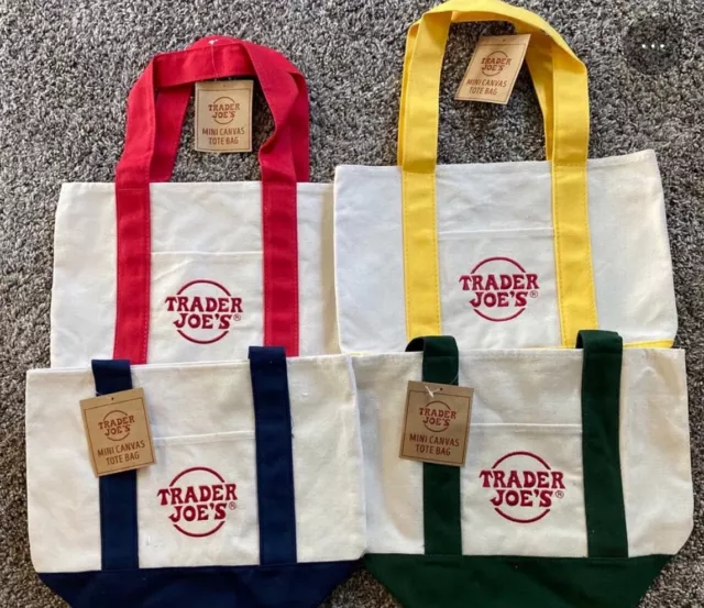 TRADER JOE’S Mini Canvas Tote Bag Set Of 4 - NEW With Tags - All 4 ...