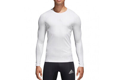 Adidas Ask Ls Tee Bambini Bianco Ragazzi Formazione Sport Compressione T-Shirt -