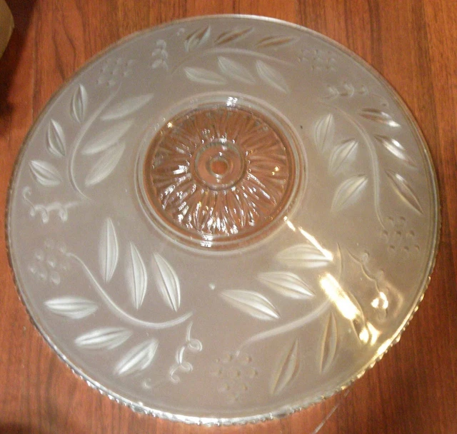 Vintage 1940's Art Deco Glass Flush Mount Light Fixture Shade Globe