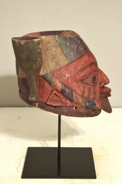 African Mask Yoruba Gelede Red Wood Painted Helmet Mask 3