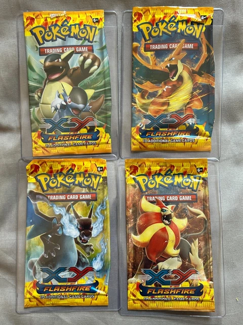 EMPTY Pokemon TCG XY Flashfire Booster Packs X4 - Art Set