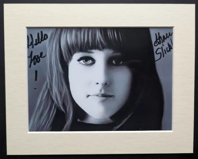 SIGNED Grace Slick B/W Mounted Photo - Jefferson Airplane