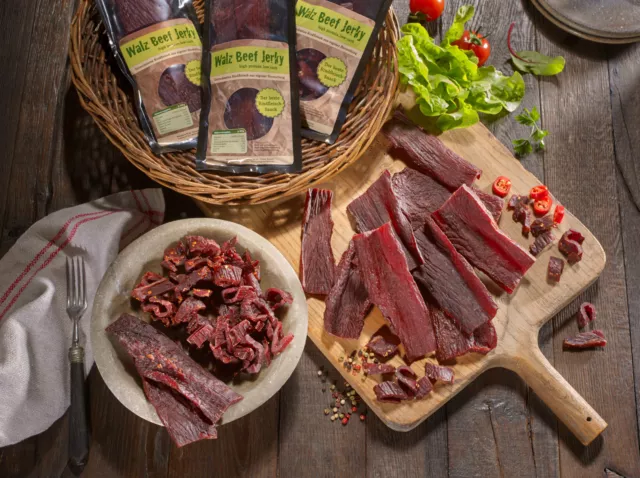 Biltong  Beef Jerky 10 mal 100 g 1,0 kg geschnitten Geschmack frei wählbar