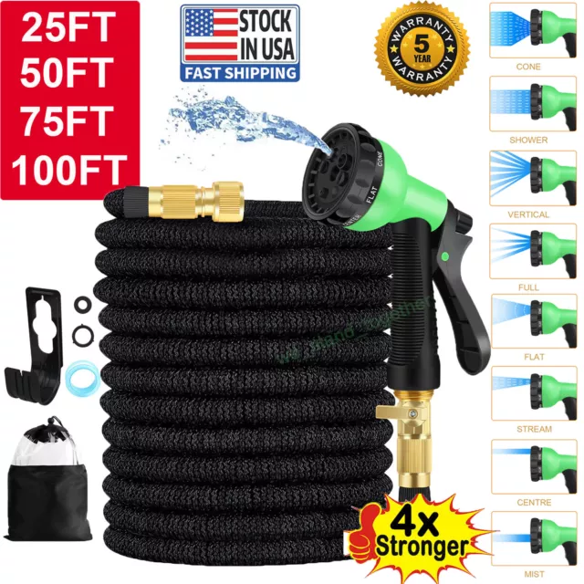 USA 25-100FT 4X Stronger Deluxe Heavy Duty Expandable Flexible Garden Water Hose