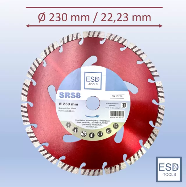 Diamanttrennscheibe 115 125 230 mm Turbo SRS8 für Beton, Kalksandstein & Klinker 3