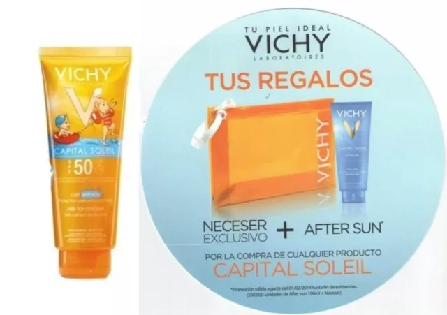 Nuevo Fotoprotector Solar Vichy Niños Leche 50+ 300ml +Regalo Neceser y Aftersun