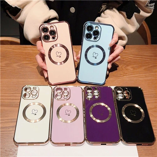 Cute Love Heart Shockproof Magnetic Case for iPhone 15 14 13 12 11 Pro Max Cover