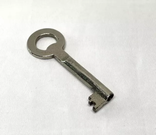 Vintage Open Barrel Skeleton Key  2" Long Steel Silver-tone Clean