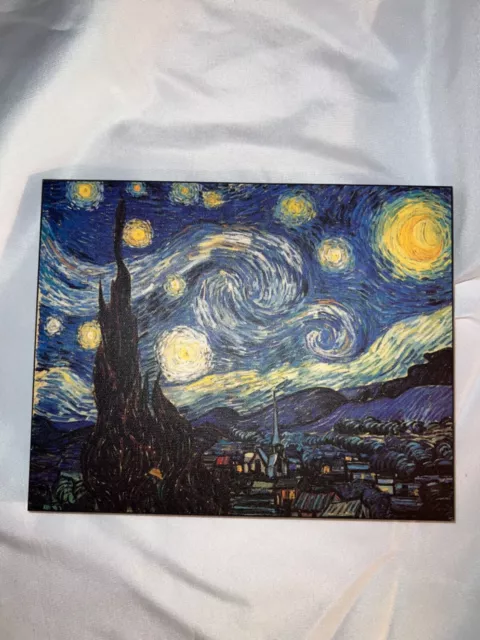 Van Gogh Starry Night - Wooden Plaque Canvas Painting Wall Art