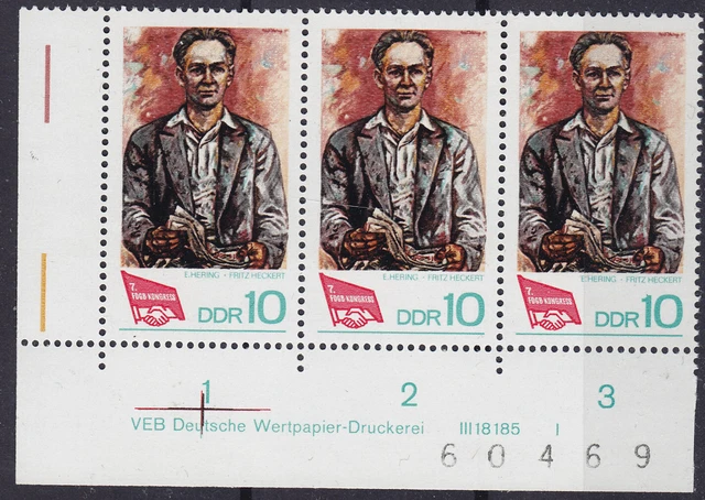 Briefmarken DDR Mi Nr.1363 FDGB Kongress BZN Druckvermerk DV DWD I **