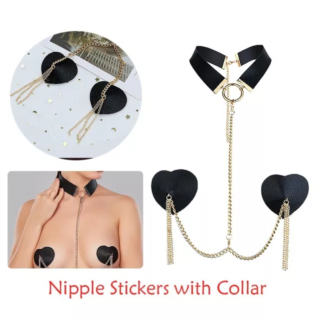 Womens Stickers New Chain Show Nipple Decorations Body Shiny Halter Adult Toys