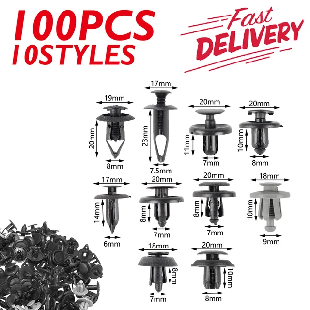 Set of 100 Screw Rivet Car Bumper Fender Fastener Clips For Toyota Corolla 97-20