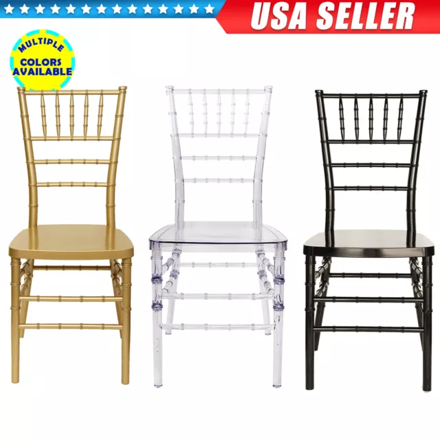 FOH Set of 4 Acrylic Chiavari Chairs, Accent Event Chairs for Wedding Party