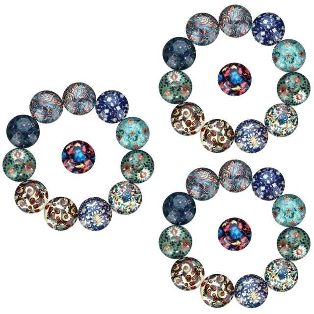 3x Kristall Bild Flache Rückseite Cabochons Runde Glas Kristall Bild