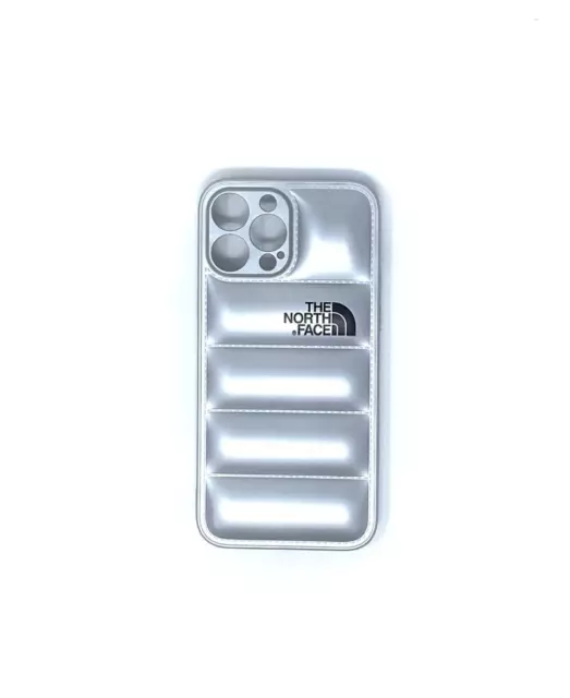 Cover Iphone 13 Pro Max "The North Face" Puffer Piumino Silver Silicone Case