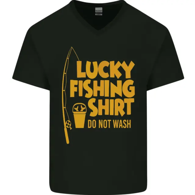 Portafortuna Pesca Pescatore Divertente Uomo Scollo A V Cotone T-Shirt