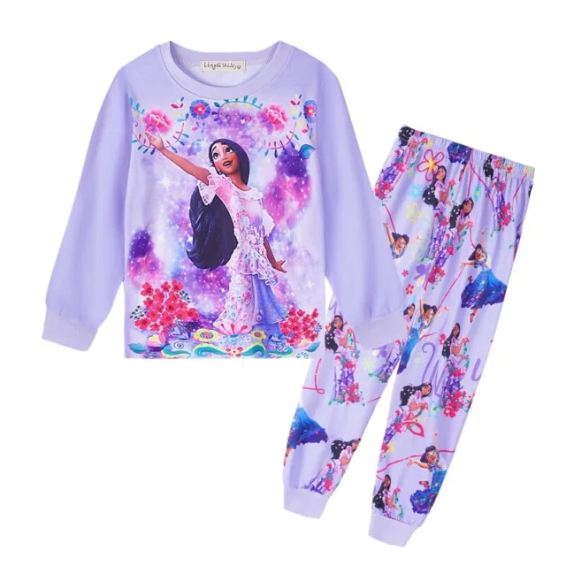 Girls Pyjamas Outfits Nightwear Encanto Isabela T-shirt Pants Pjs Set Sleepwear