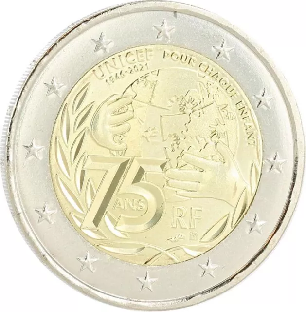 France Pièce 2 Euros Commémo. BE France 2021 - 75 ans de l\'UNICEF France Pièce