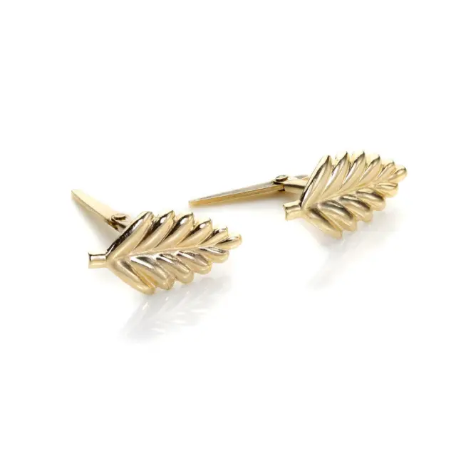 9ct Yellow Gold Andralok Leaf Stud Earrings / Studs