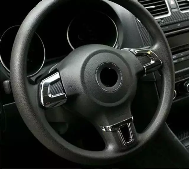 FOR VW GOLF 6 IV Jetta Polo V 6R aluminum steering wheel cover trim clip  chrome carbon £23.49 - PicClick UK