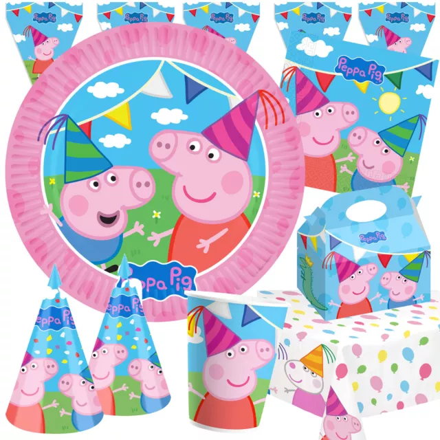 PEPPA WUTZ PARTY Geschirr Deko Kinder Geburtstag Kindergeburtstag Peppa Pig Set
