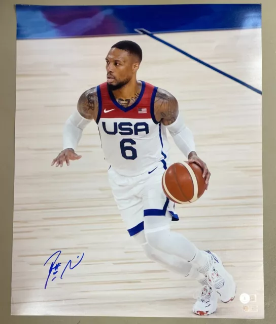 Damian Lillard Signed USA Basketball 16x20 Photo AUTO BAS Hologram