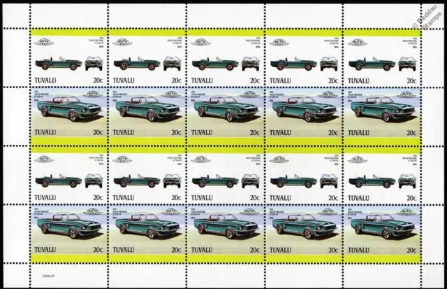 1968 SHELBY MUSTANG GT-500 KR Car 20-Stamp Sheet / Auto 100 Leaders of the World