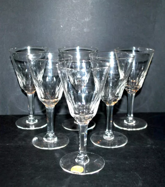 MEISENTHAL Série de 6 Verres à vin ancien en verre soufflé taillé 1900 12.5cm