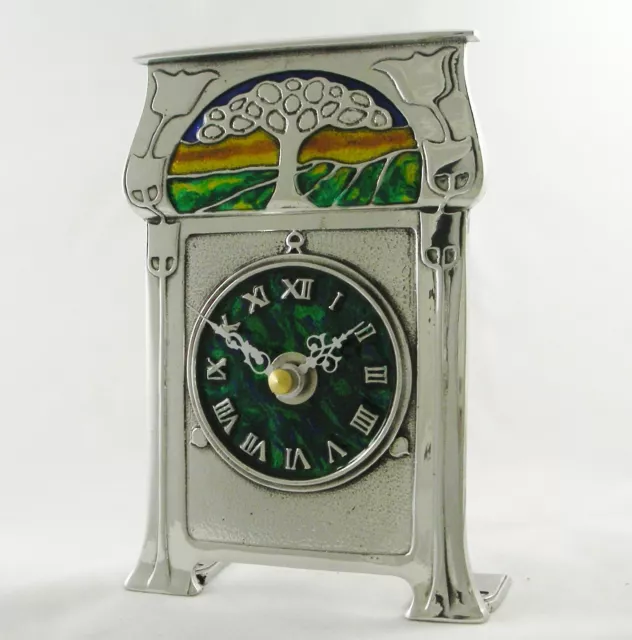 Archibald Knox Pewter Clock Art Nouveau Sunset Design Made in England | AK36