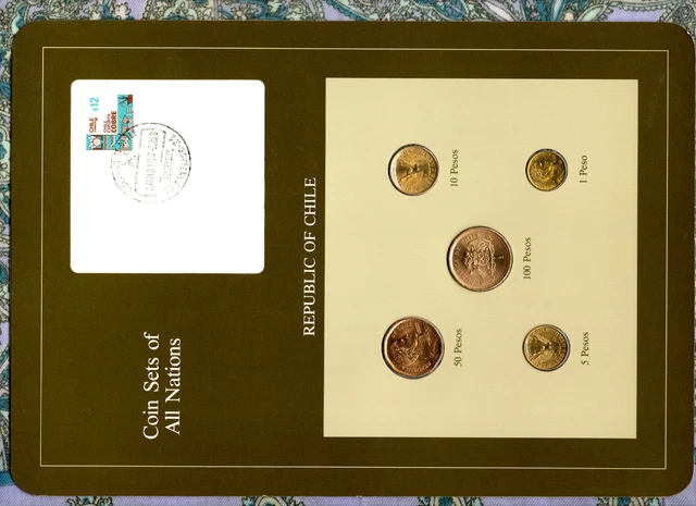 Coin Sets of All Nations Chile UNC 100 Pesos 1985 1,5,10 Pesos 1986 50 Peso 1982