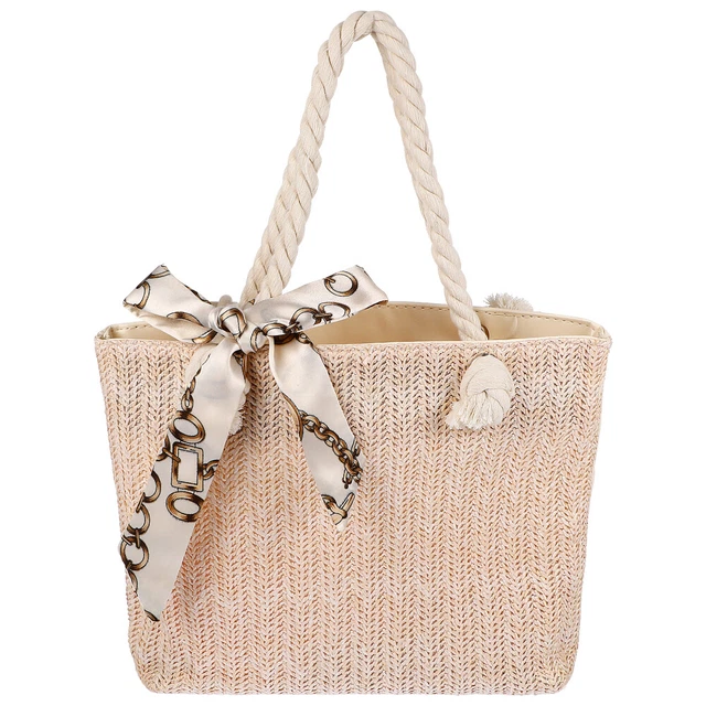 BWBIKE Borsa da Spiaggia in Rattan Naturale da Donna - Borsa Tote in Vimini Intrecciata a Mano, Borsa a Tracolla con Cestino di Paglia Boho per l'estate, i Viaggi e lo Shopping