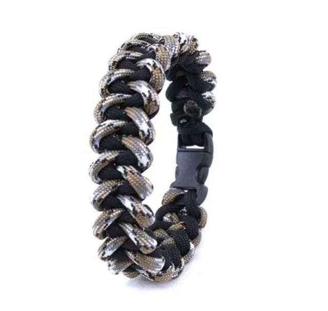 Pulsera de supervivencia Paracord tejido cola de pez unisex para hombre y mujer negra marrón