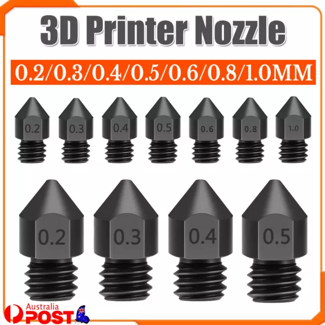 3D 0.2/0.4mm Printer Hardened Steel Nozzle Opening For MK7 MK8 Ender 3 CR10 AU