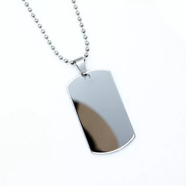 Personalised Engraved Stainless Steel Necklace Pendant Army Military Dog Tags Uk