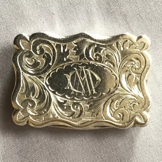 Victorian 1874 Solid Silver  Vinaigrette By Frederick Marson. Hand Chased