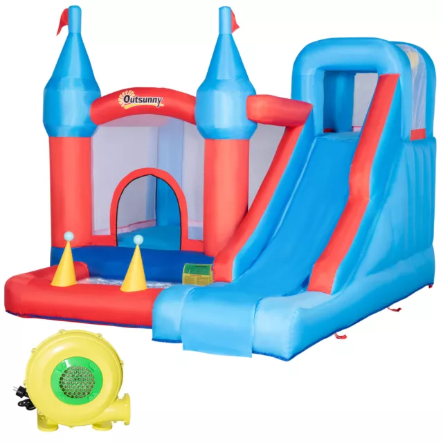 Outsunny Gioco Gonfiabile 4 in 1 per Bambini 3-8 Anni con Trampolino Scivolo