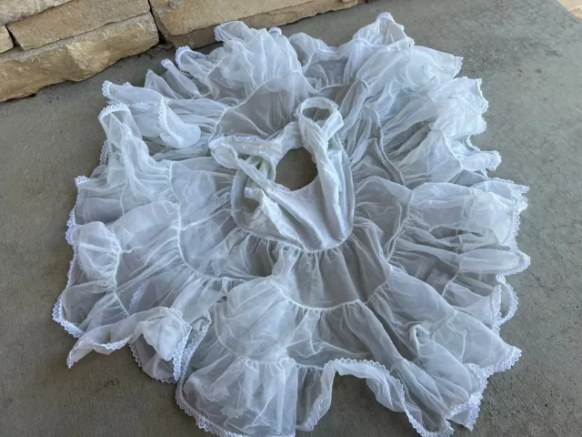 VTG Girl’s Pageant Full Circle Tier Ruffles Layered Petticoat White Slip Size 4T