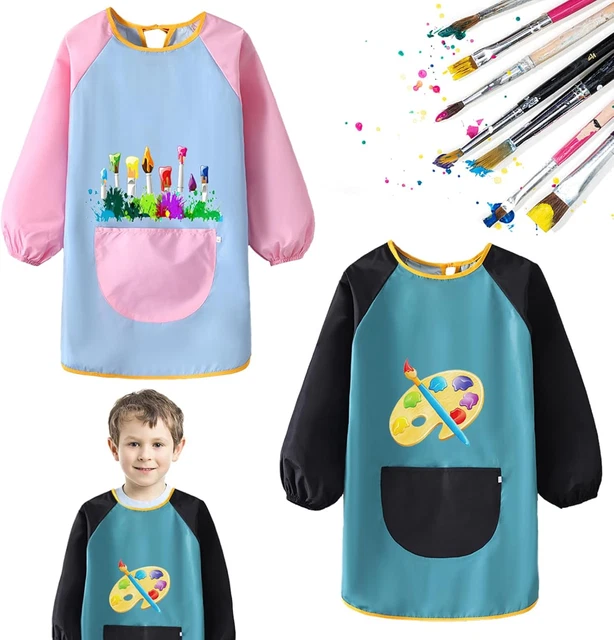 Grembiule Pittura Bambini 2 Anni Grembiule Da Pittura Per Bambini, 5 Pezzi, Impermeabile, Per Bavaglini Con Maniche