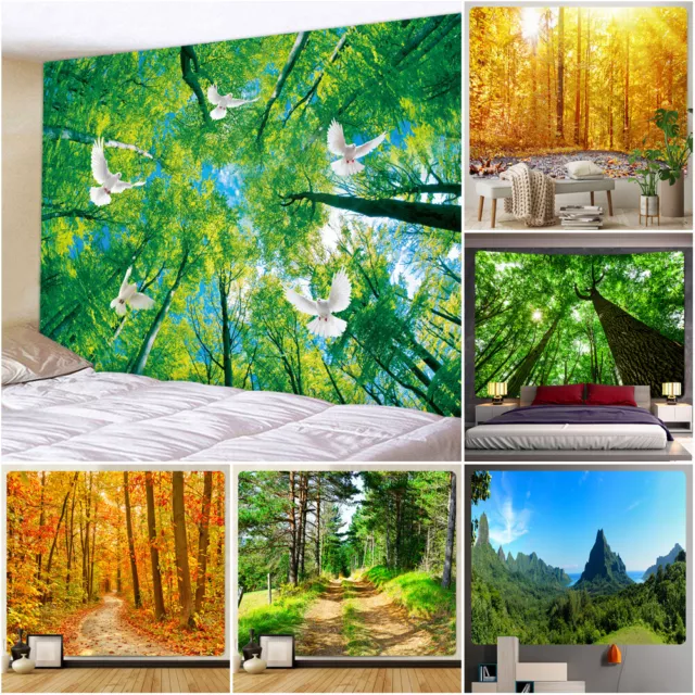 Large Forest Tapestry Wall Hanging Bedspread Throw Decor Blanket Background Gift