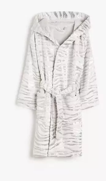 John Lewis Girls Zebra Print Fleece Robe/Dressing Gown Age 6 years BNWT RRP £20