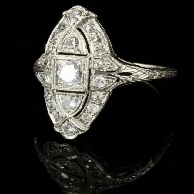 3.0Ct Filigree Art Deco Style LabCreated Diamond Edwardian Ring Solid 925 Silver