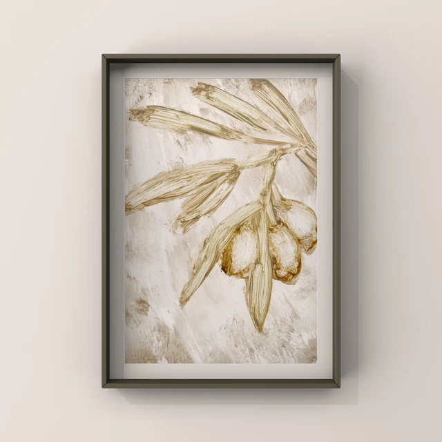 OLIVE TREE OIL Painting Minimalism Olives Art For Kitchen White Beige