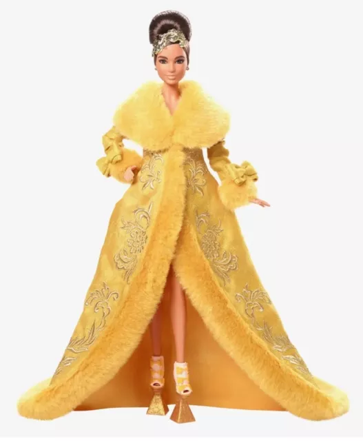 Guo Pei Barbie Doll Wearing Golden-Yellow Gown 2022 Platinum Label