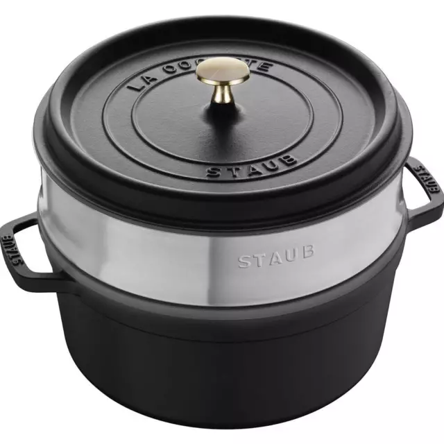 STAUB Cocotte Ronde avec Panier Vapeur 24 cm Noir