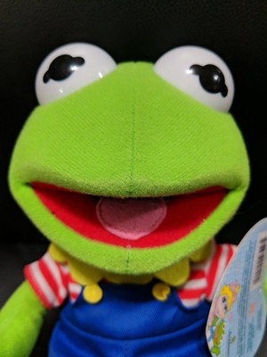 frog plush in overalls
