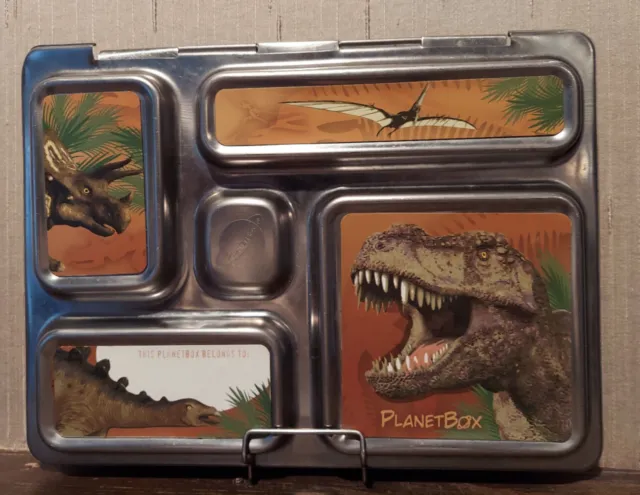 PlanetBox Planet Box 5 Compartment Dinosaur Themed Lunch Box Stainless Steel