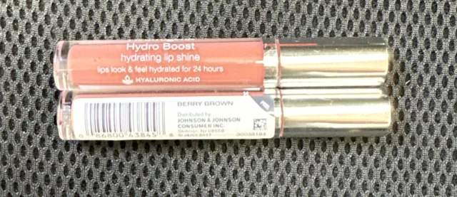 Lot of 2 -Neutrogena Hydro Boost Hydrating Lip Shine - Berry Brown #20